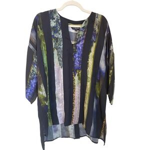 CITRON Santa Monica Size M Oversize 100% Silk Abstract Tunic Embossed Dragons